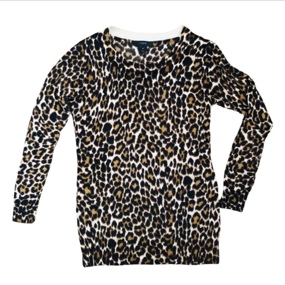 J. Crew Tippy Merino Wool Sweater Leopard XS—New! - Picture 1 of 4